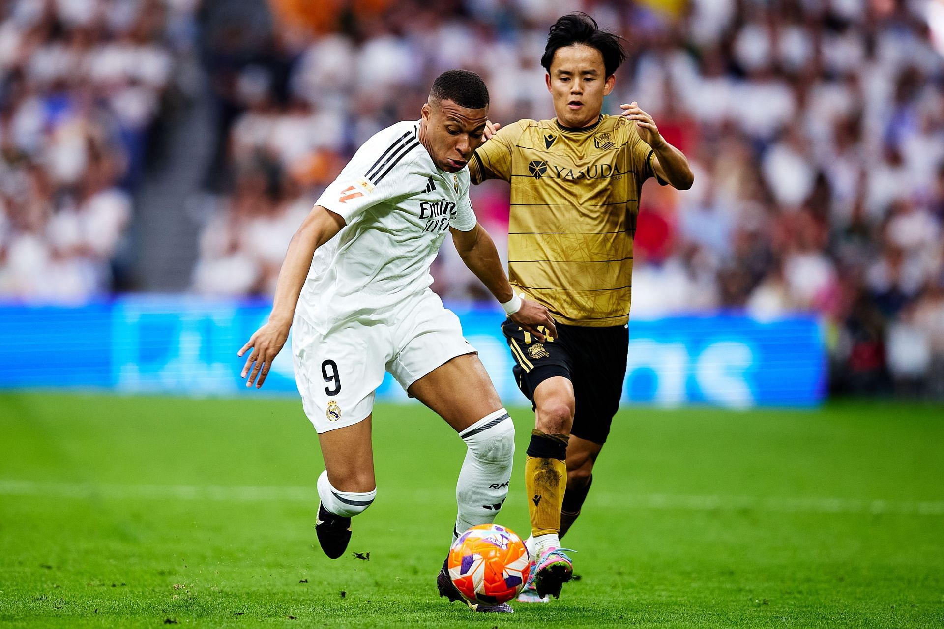 Los Blancos striker Kylian Mbappe (left)